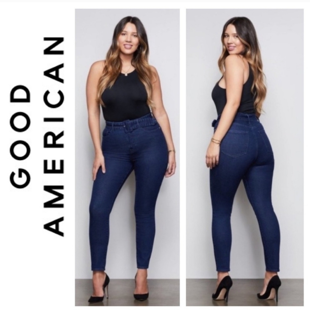 Good American High Rise Dark Blue Jeans